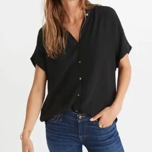 Madewell Central Drapey Shirt in True Black.